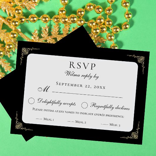 Choix de menu élégant classique noir blanc beige R