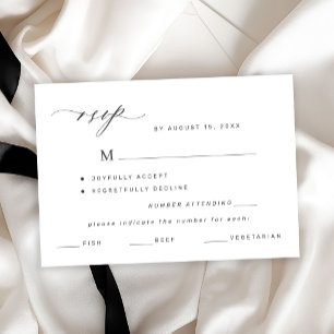 Choix de menu élégant noir et blanc pour RSVP de m