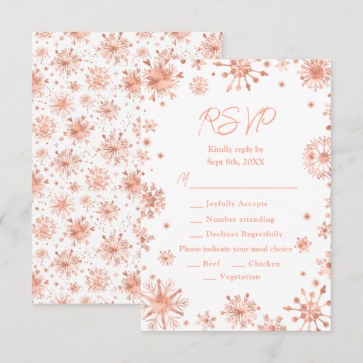 Choix de menu Flocons de neige en Or rose (Devant / Derrière)