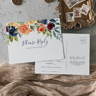 Choix de menu floral élégant multicolore RSVP 