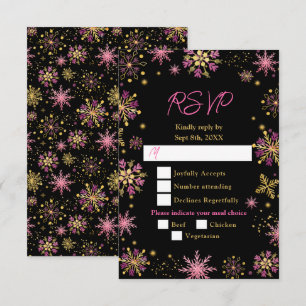 Choix de menu Hiver Flocons de neige Or et Rose