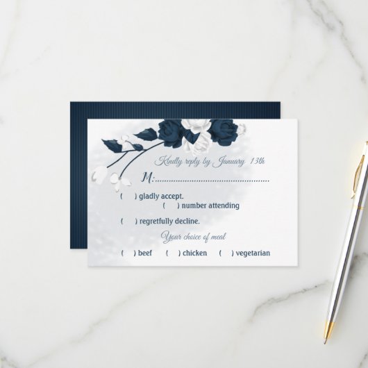 choix de repas de fleurs marines et blanches carte (Devant/Arrière en situation)