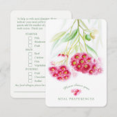 Choix de repas de mariage cartes de réponse floral (Devant / Derrière)