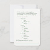 Choix de repas de mariage cartes de réponse floral (Dos)