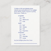 choix de repas mariage Cartes d'enceinte à éclabou (Dos)