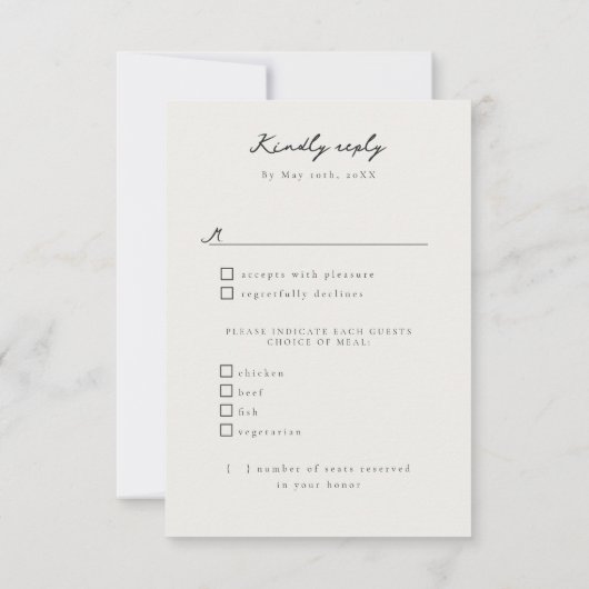 Choix de repas mariage en marbre doux RSVP (Dos)