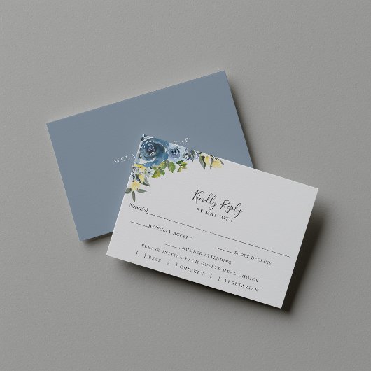 Choix de repas pour RSVP de mariage floral bleu po