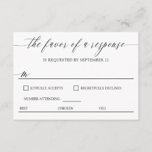 Choix de repas RSVP de mariage en calligraphie élé