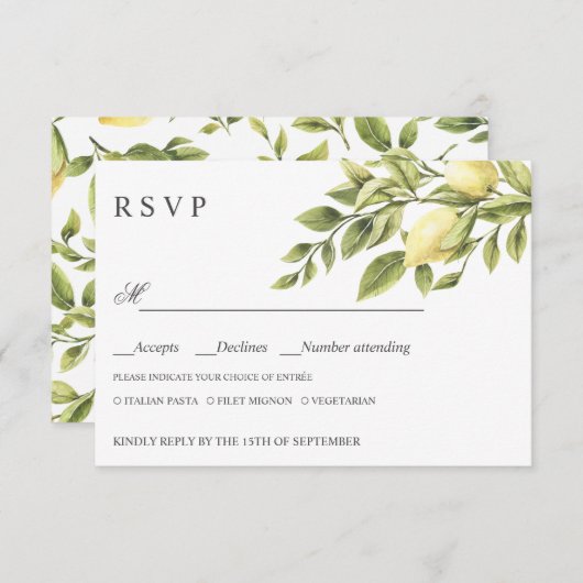 CHOIX DE REPAS RSVP POUR LE MARIAGE DE citrons et  (Devant / Derrière)