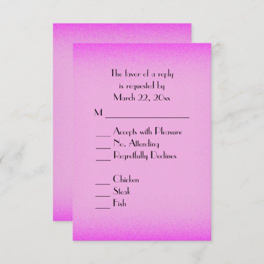 Choix du menu Couleur rose (Devant / Derrière)