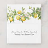 Choix du menu de mariage et numéro de table Lemon (Intérieur déplié)