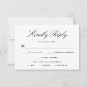 choix simple de repas de typographie carte RSVP