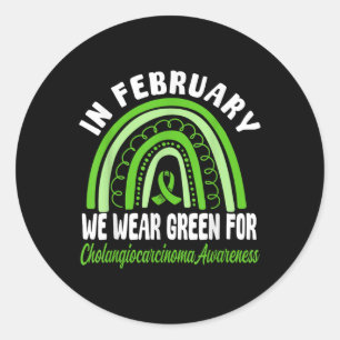 Cholangiocarcinoom bewustzijn Draag groen lint Ronde Sticker