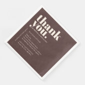 Cholate Brown Thank Minimalist Decor Wedding Servet (Hoek)