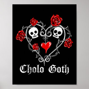 Cholo Gothic hart schedel Roos doornen Gotisch Tat Poster