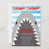 Chomp Chomp Shark Theme Birthday Boy striped Jaws Kaart (Voorkant)