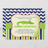 Chomp Chomp.  Uitnodigingen van met Alligator verb (Voorkant / Achterkant)