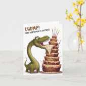 Chomp Dinosaurus Verjaardag Kaart (Gele Bloem)