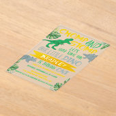 Chomp & Stomp! Dinosaur Boys 1st verjaardag Acryl Uitnodigingen (Laagn)