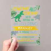 Chomp & Stomp! Dinosaur Boys 2e verjaardag Acryl Uitnodigingen (Insitu (Draagbaar))