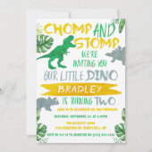 Chomp & Stomp! Dinosaur Boys 2e verjaardag Kaart (Voorkant)