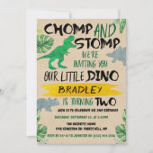 Chomp & Stomp! Dinosaur Boys 2e verjaardag Kaart (Voorkant)