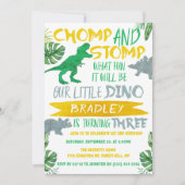 Chomp & Stomp! Dinosaur Boys 3rd Birthday Kaart (Voorkant)
