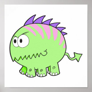 chompy spikey groen monster poster