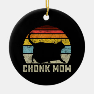 Chonk Kat Moeder Schaal Meme Grappige Retro Stijl Keramisch Ornament