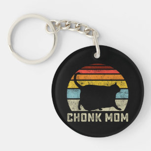 Chonk Kat Moeder Schaal Meme Grappige Retro Stijl  Sleutelhanger