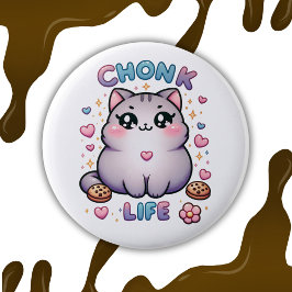 CHONK LIFE CAT - Kawaii stijl Schattigee kat Ronde Button 5,7 Cm