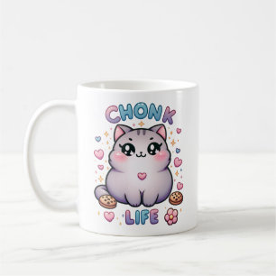 CHONK LIFE CAT - Kawaii Style Cat Design Koffiemok