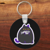 Chonky Black Cat with a Fish Keychain (Voorkant)