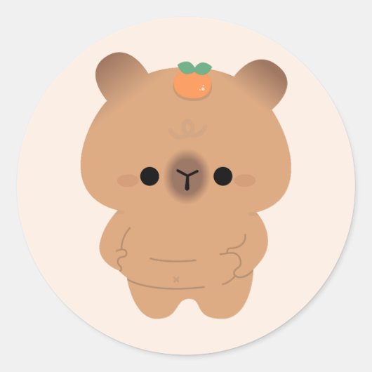 Chonky Capybara Ronde Sticker (Voorkant)