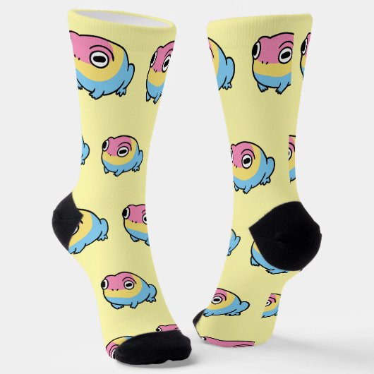 Chonky Pansexual Frog Pride Socks | Cute Pan Pride Sokken (Gebogen)