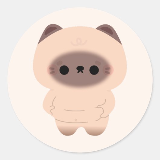 Chonky Siamese kat Ronde Sticker (Voorkant)