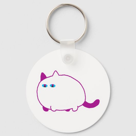 Chonky White Cat Keychain (Voorkant)