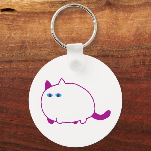 Chonky White Cat Keychain (Voorkant)
