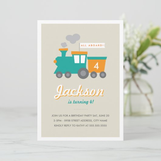 Choo Choo Anniversaire Fête Invitation (Debout devant)
