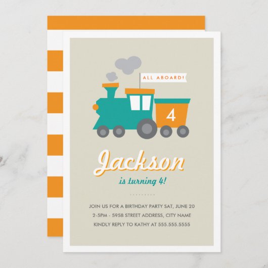 Choo Choo Anniversaire Fête Invitation (Devant / Derrière)