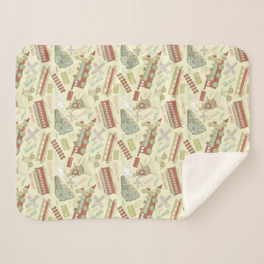 Choo Choo Antiek treinen Sherpa Deken (Voorkant (horizontaal))