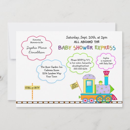 Choo Choo Baby Shower Uitnodigingen (Voorkant)