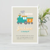 Choo Choo Birthday Party Invitation Kaart (Staand voorkant)