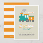 Choo Choo Birthday Party Invitation Kaart (Voorkant / Achterkant)