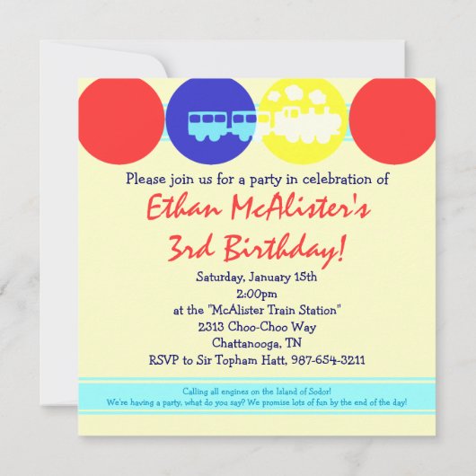 Choo Choo Dots Anniversaire Invitation (Dos)