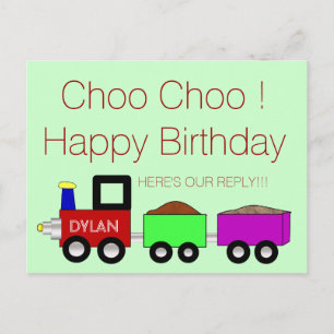 Choo Choo Happy Birthday! RSVP-briefkaart Uitnodiging Briefkaart