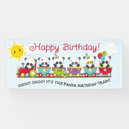 Choo. Choo. Het is de Panda Birthday Train Spandoek (Horizontaal)