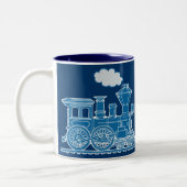 "Choo Choo hier komt de trein" blauw mok (Links)