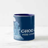 "Choo Choo hier komt de trein" blauw mok (Center)