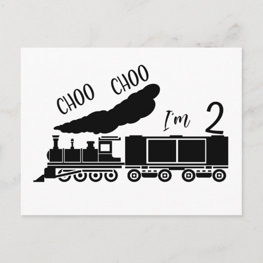 Choo Choo ik ben 2, 2e verjaardag jongen Briefkaart (Voorkant)